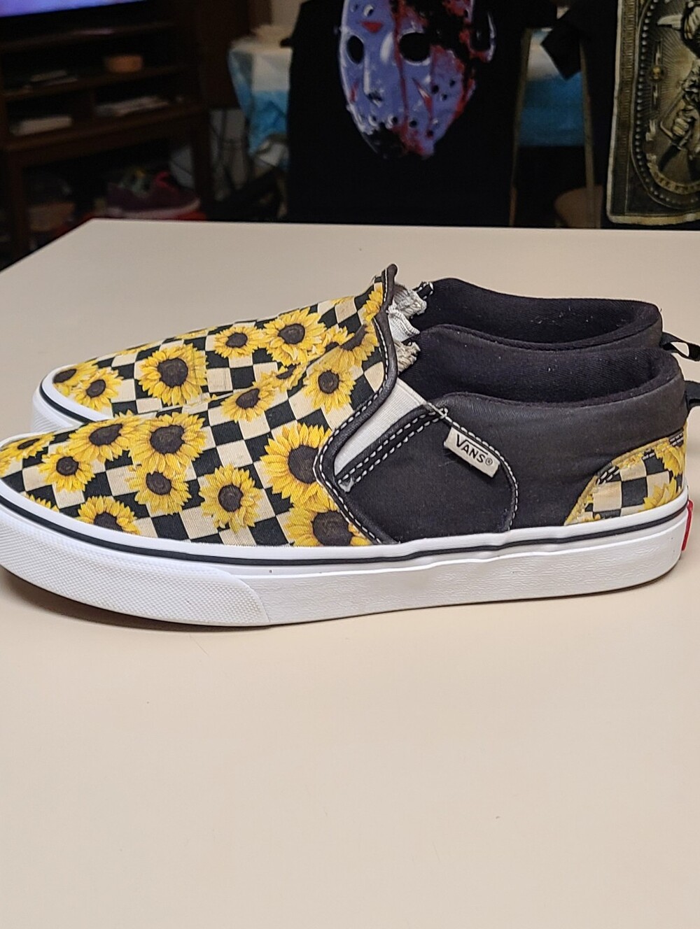 Vans Asher Sunflower Checkerboard casual skateboard slip on sneakers size 7.5 - Picture 5 of 10